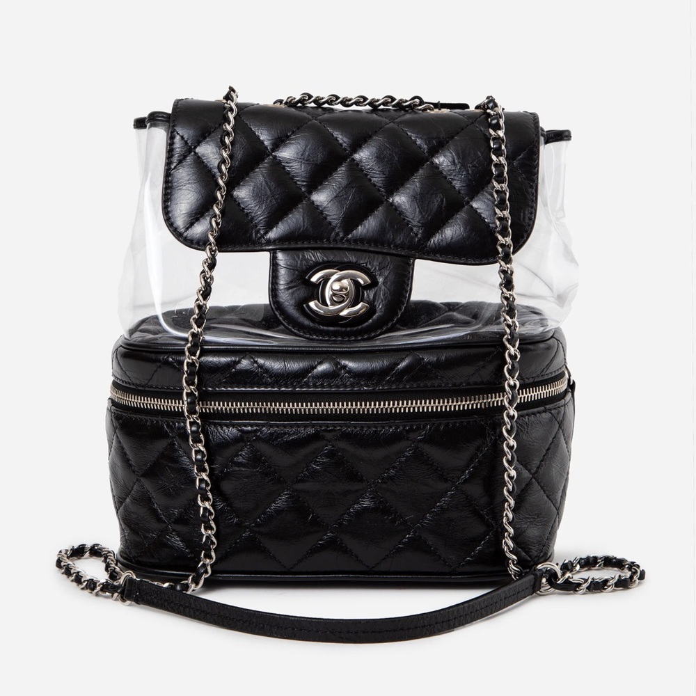 Pre-owned Chanel Black Calfskin PVC Quilted Crossbody